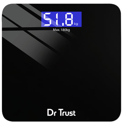 Dr Trust USA Electronic Zen Rechargeable Digital Personal Weighing Scale with Temperature Display Black - Classic Derma