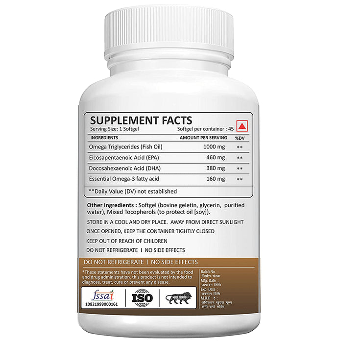 Adorreal Omega-3 Fish Oil EPA 460 + DHA 380 Softgels