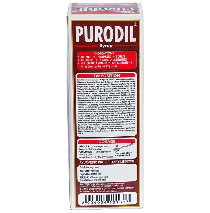 Purodil Syrup | Fights Acne & Pimples | Controls Skin Infections & Allergies