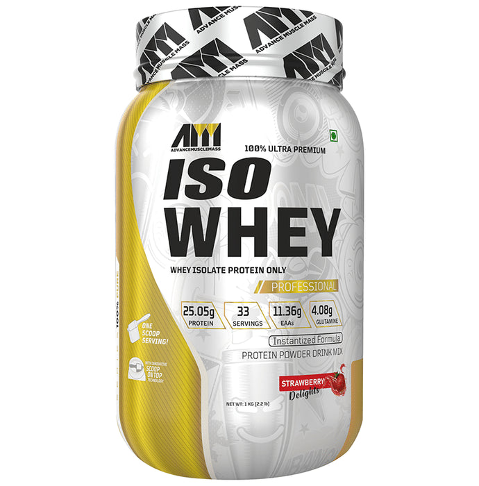 Advance MuscleMass 100% Ultra Premium Iso-Whey Powder Strawberry Delight - Classic Derma