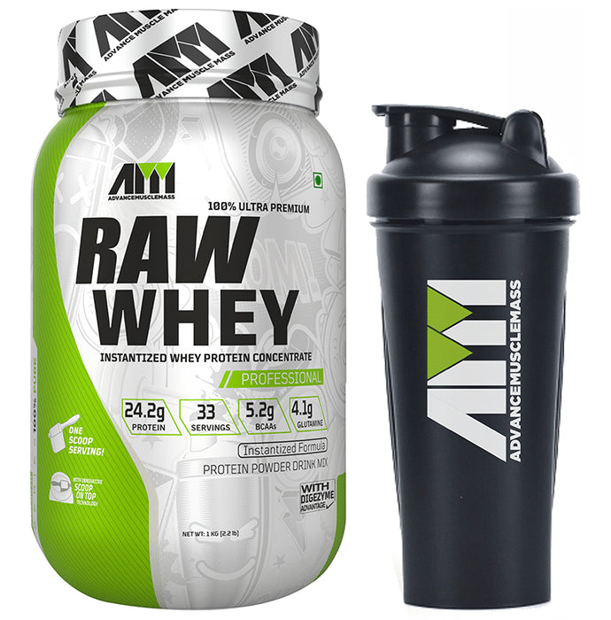 Advance MuscleMass 100% Ultra Premium Raw Whey Protein Concentrate with Shaker 700ml - Classic Derma