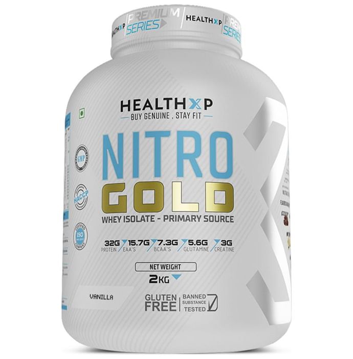 HealthXP Nitro Gold Whey Isolate Powder Vanilla - Classic Derma