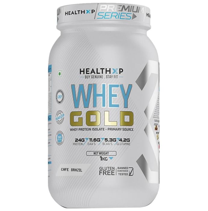 HealthXP Whey Gold Whey Protein Isolate Powder Cafe Brazil - Classic Derma