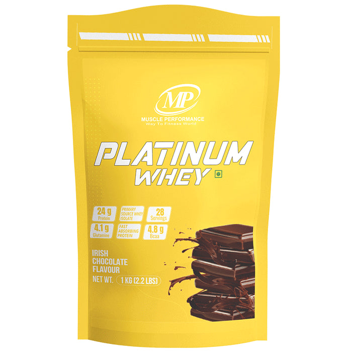Muscle Performance Platinum Whey 28 Servings Primary Source Whey Isolate (1kg Each) Irish Chocolate - Classic Derma