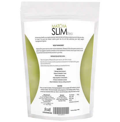 Healthy Nutrition Matcha Slim Tea with Vitamins & Taurine | For Weight Management