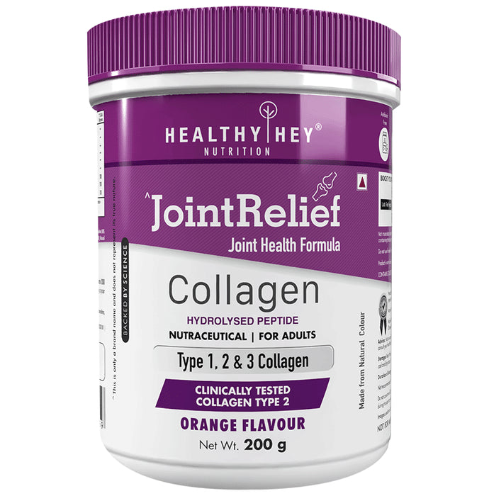 HealthyHey Nutrition Joint Relief with Collagen Type 1, 2 & 3 | Flavour Powder Orange Flavour - Classic Derma