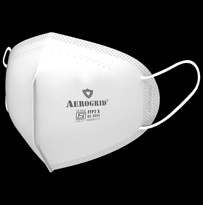 Aerogrid FFP2 5 Layer Premium N95 Mask with Headband Converter Strip White with White Ear Loop - Classic Derma