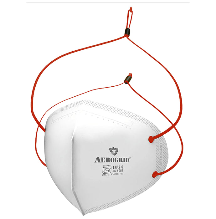 Aerogrid FFP2 BIS Certified 5 Layer N95 Mask White with Adjustable Red Head loop - Classic Derma