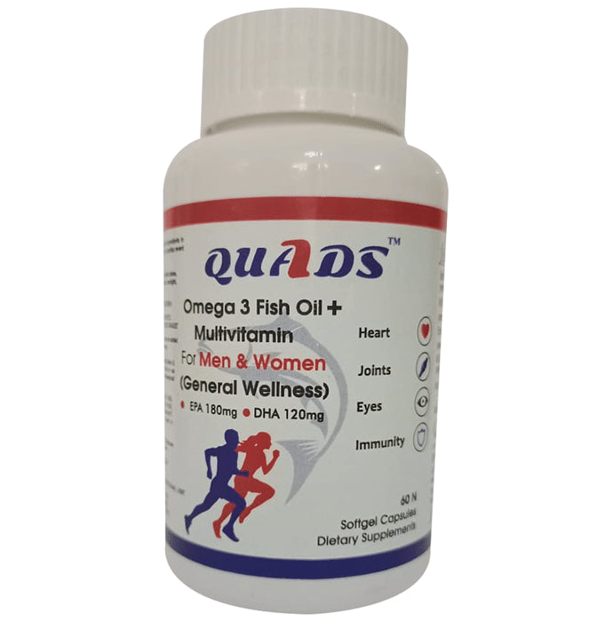 Quads Omega 3 Fish Oil + Multivitamin Softgel Capsule - Classic Derma