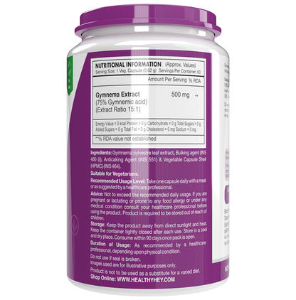 HealthyHey Nutrition Natural Gymnema Extract Vegetable Capsule