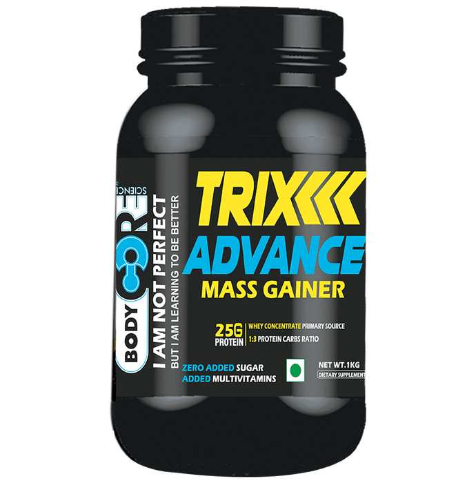 Body Core Science Trix Advance Mass Gainer Powder Chocolate Fudge - Classic Derma