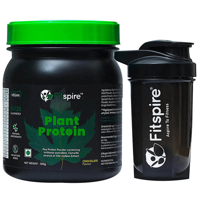 Fitspire Plant Protein Powder Chocolate with Shaker Free - Classic Derma