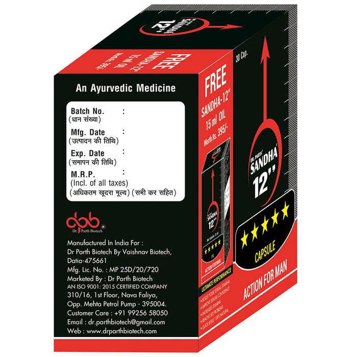 Dr. Parth Sandha 12'__' Capsules Action for Men (30)with Sandha 12'__' Oil (15ml)