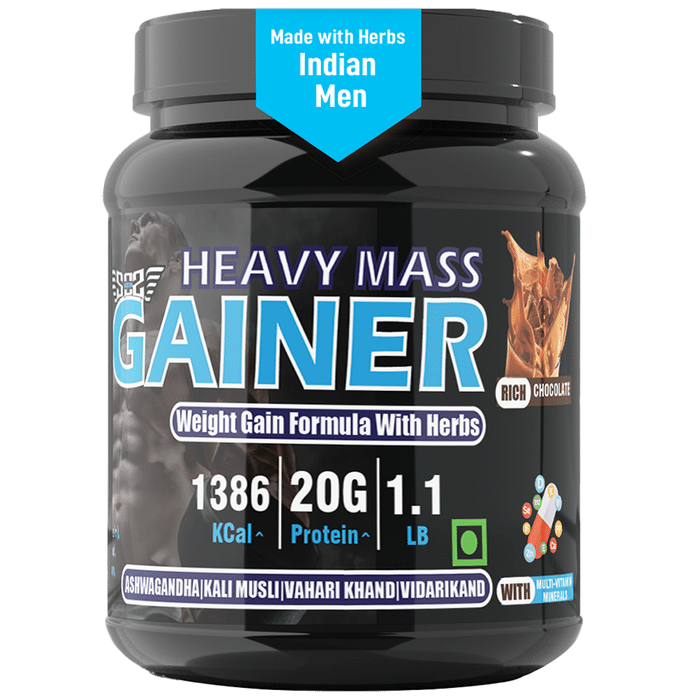 SOS Nutrition Heavy Mass Gainer Powder with Herbs Chocolate - Classic Derma