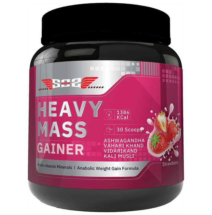 SOS Nutrition Heavy Mass Gainer Powder with Herbs Strawberry - Classic Derma