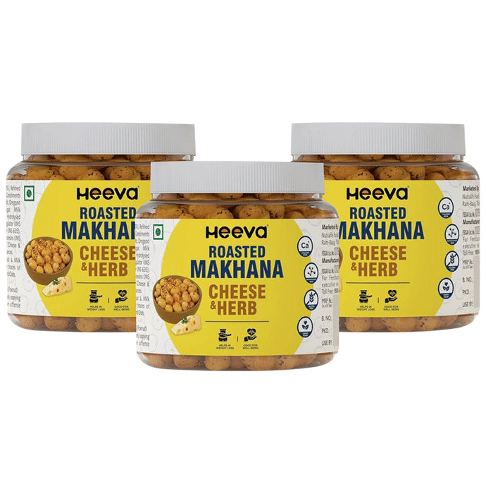 Heeva Roasted Makhana (100gm Each) Cheese & Herbs - Classic Derma