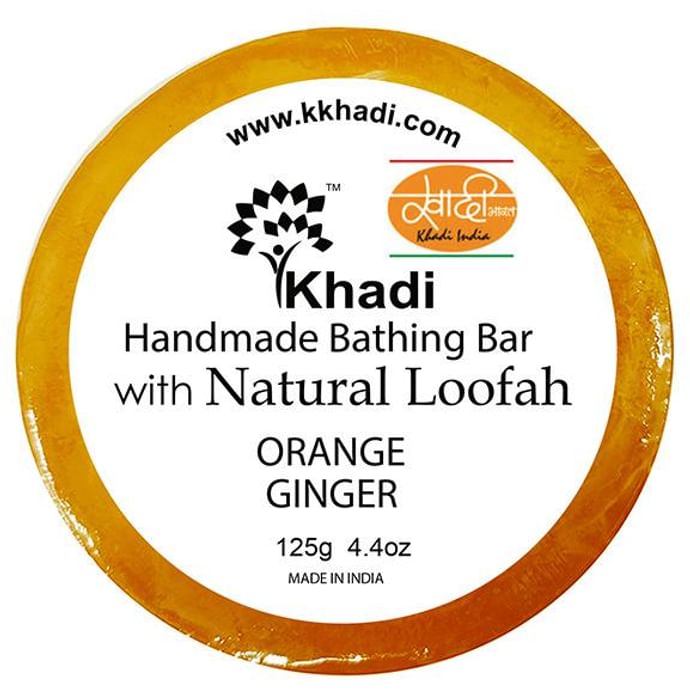 Khadi India Orange Ginger Natural Loofah Handmade Bathing Bar - Classic Derma
