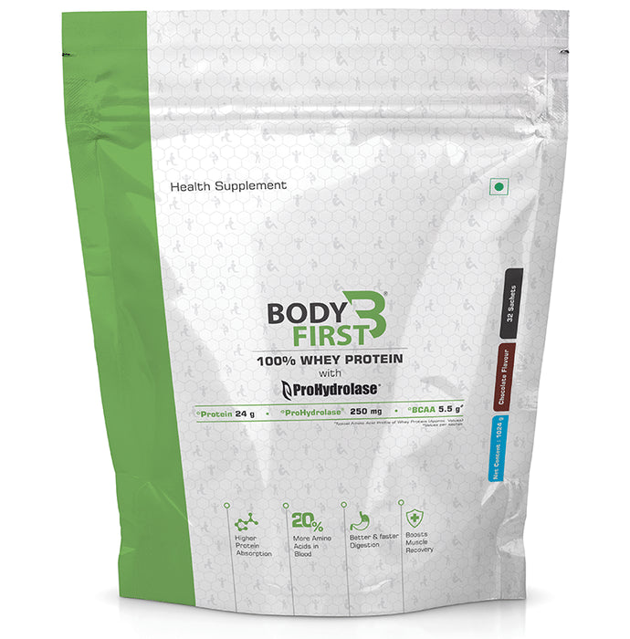 Body First Whey Protein with ProHydrolase (32gm Each) Chocolate - Classic Derma