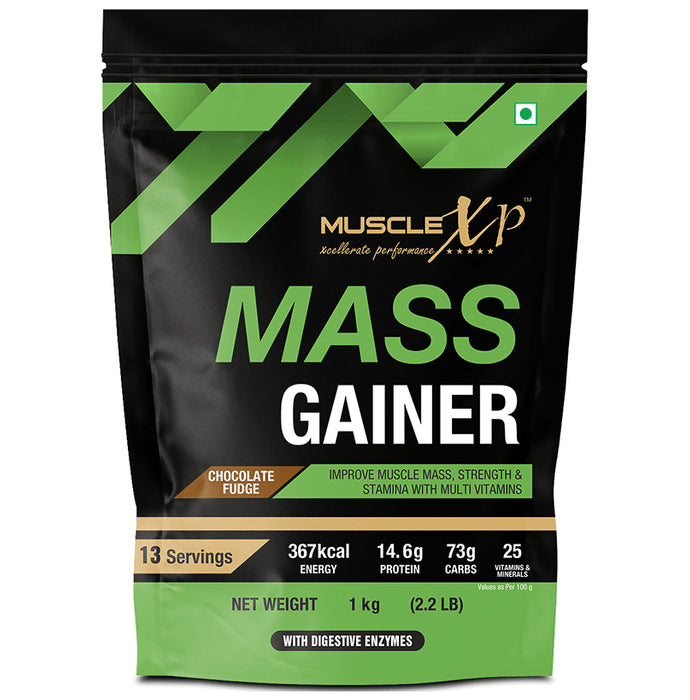 MuscleXP Mass Gainer (1kg Each) Chocolate Fudge - Classic Derma