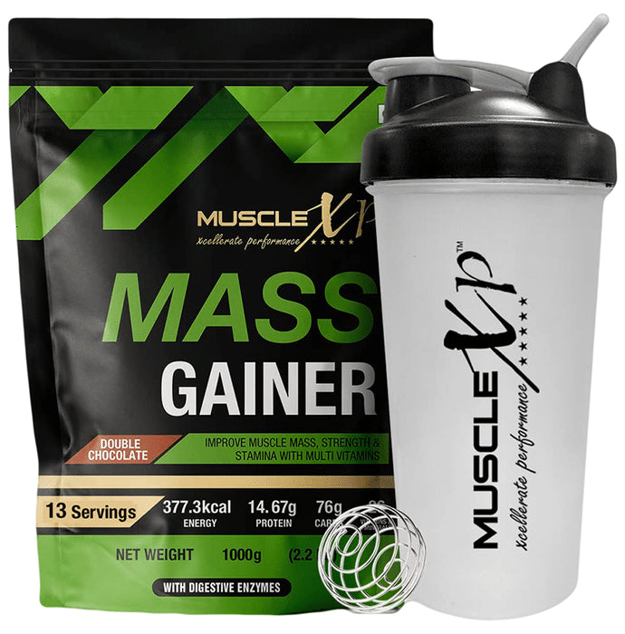 MuscleXP Mass Gainer Double Chocolate with Shaker - Classic Derma