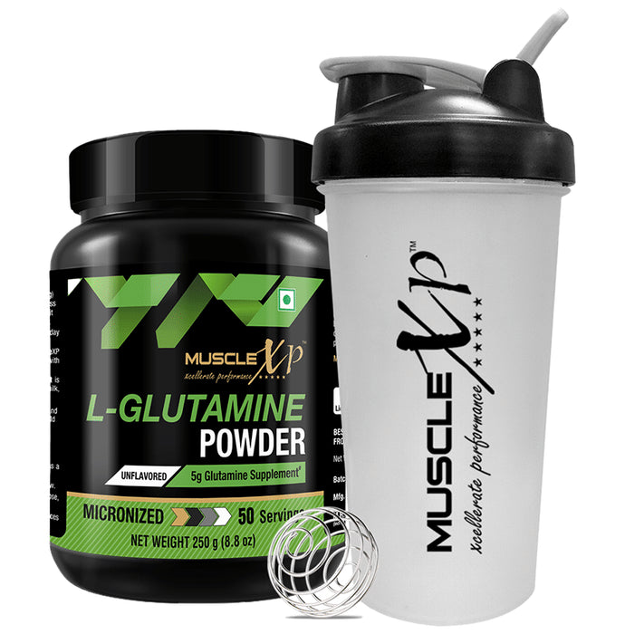 MuscleXP Micronized L-Glutamine Powder Unflavored with Shaker - Classic Derma