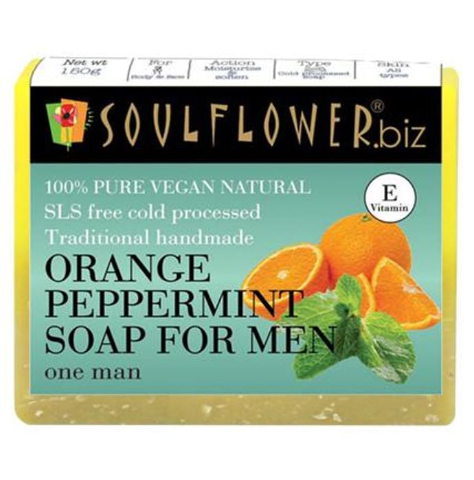 Soulflower Orange Peppermint Soap For Men - Classic Derma