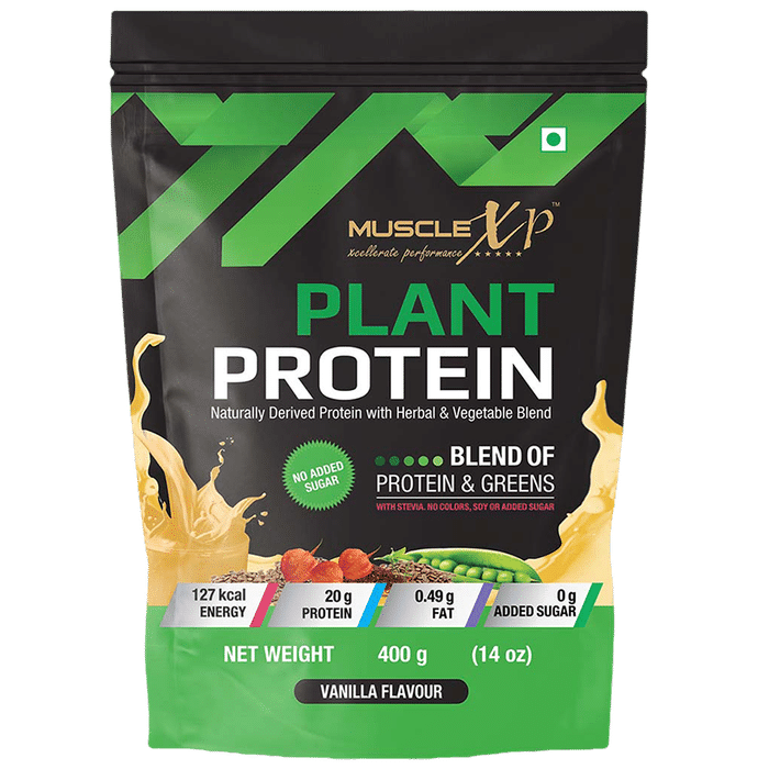 MuscleXP Plant Protein Powder (400gm Each) Vanilla - Classic Derma