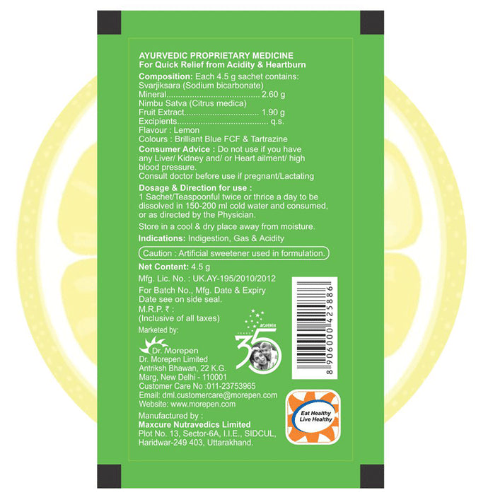 Dr. Morepen Acidity-X Fizz Instant Relief Sachet (4.5gm Each) Refreshing Lemon