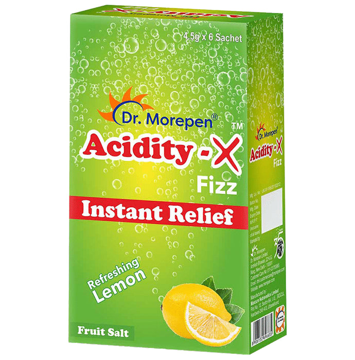 Dr. Morepen Acidity-X Fizz Instant Relief Sachet (4.5gm Each) Refreshing Lemon - Classic Derma