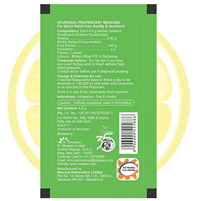 Dr. Morepen Acidity-X Fizz Instant Relief Sachet (4.5gm Each) Refreshing Lemon