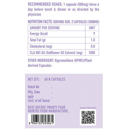 Dr. Morepen CLA 1000 80% Conjugated Linoleic Acid Veg Capsule