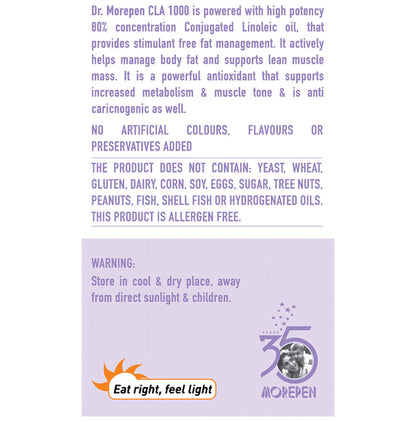 Dr. Morepen CLA 1000 80% Conjugated Linoleic Acid Veg Capsule