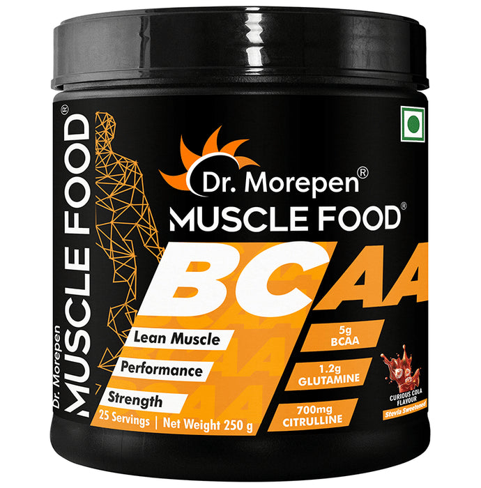 Dr. Morepen Muscle Food BCCA for Lean Muscles, Performance & Strength | Flavour Curious Cola - Classic Derma