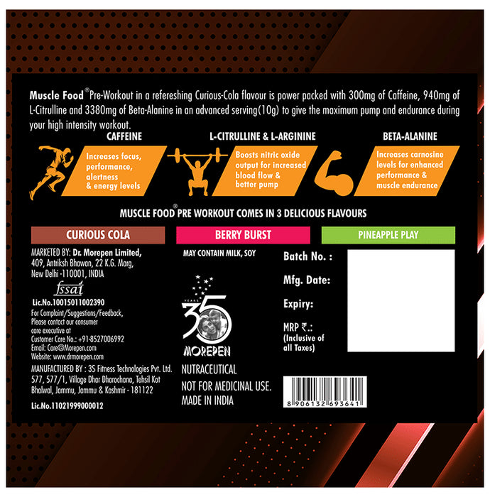 Dr. Morepen Muscle Food Pre Workout 300 Curious Cola