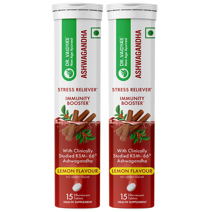 Dr. Vaidya's Ashwagandha Stress Reliever Effervescent Tablets (15 Each) Lemon - Classic Derma