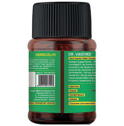 Dr. Vaidya's Herboslim Tablets (30 Each) with Skipping Rope Free