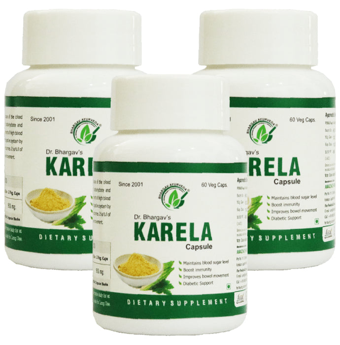Dr.Bhargav’s Karela Veg Capsule (100 Each) - Classic Derma