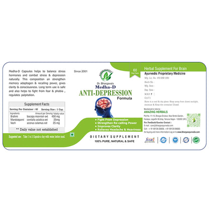 Dr.Bhargav’s Medha-D Anti-depression Veg Capsule (60 Each)