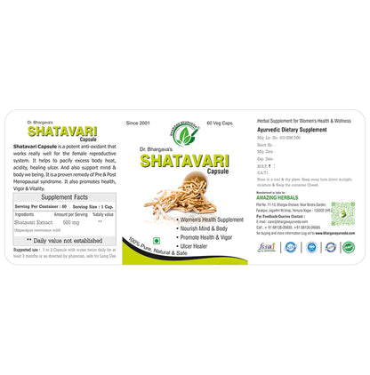 Dr.Bhargav’s Shatavari Veg Capsules (60 Each)
