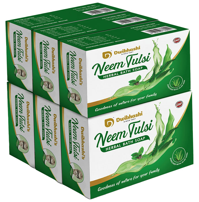 Dwibhashi Neem Tulsi Herbal Bath Soap (100gm Each) - Classic Derma