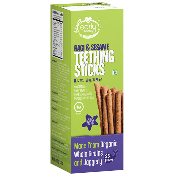 Early Foods Ragi & Sesame Teething Sticks (25 Each) - Classic Derma