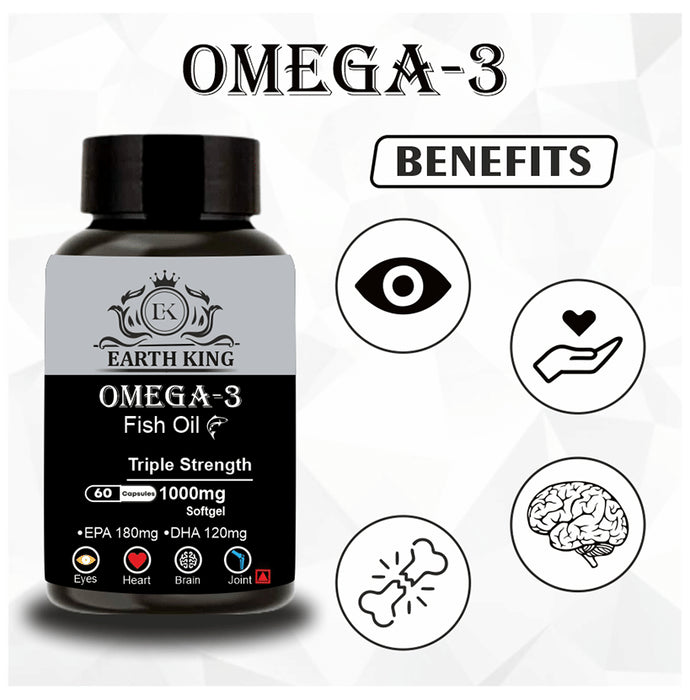 Earth King Omega 3 Fish Oil Triple Strength 1000mg Softgel Capsule