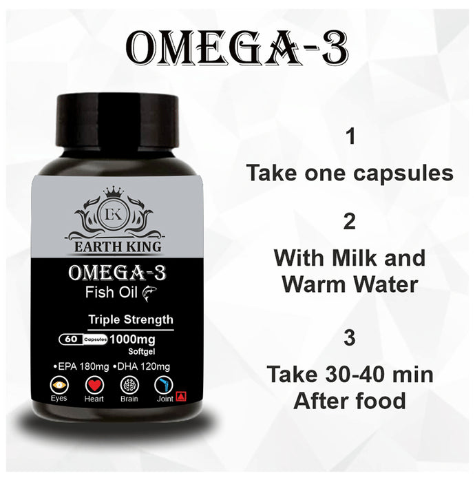 Earth King Omega 3 Fish Oil Triple Strength 1000mg Softgel Capsule