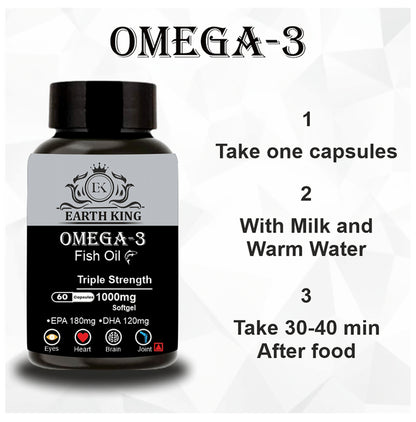 Earth King Omega 3 Fish Oil Triple Strength 1000mg Softgel Capsule