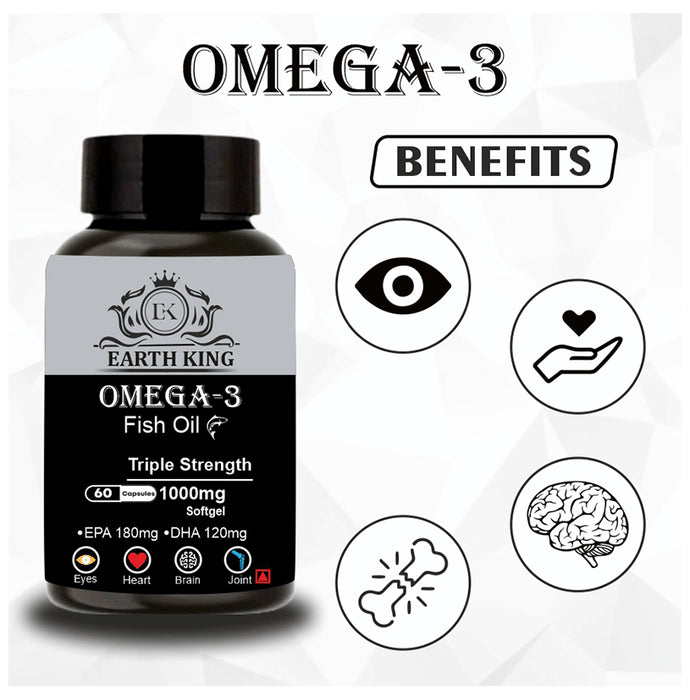Earth King Omega 3 Fish Oil Triple Strength Softgel Capsule 1000mg