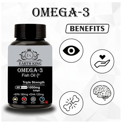 Earth King Omega 3 Fish Oil Triple Strength Softgel Capsule 1000mg