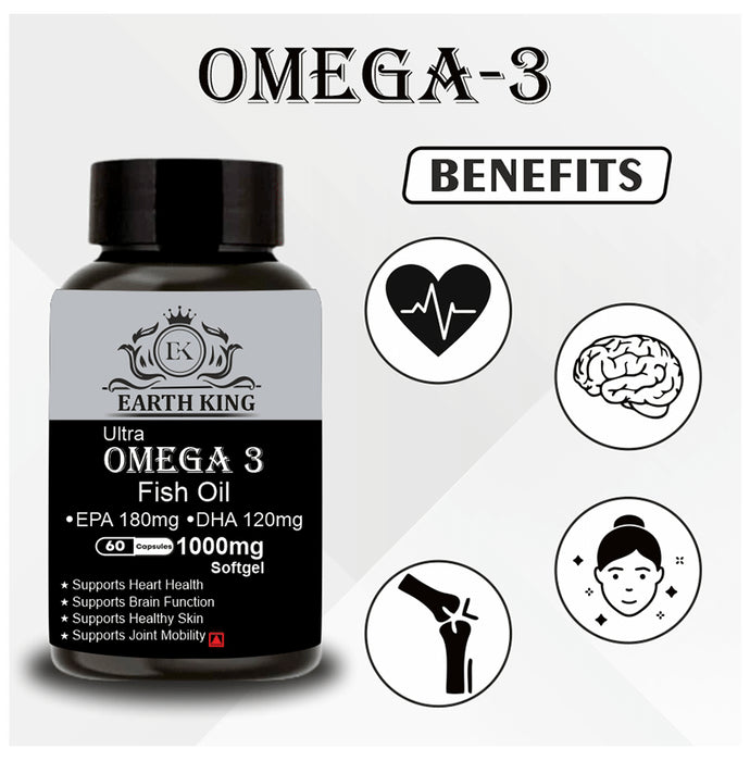 Earth King Ultra Omega 3 Fish Oil Softgel Capsule 1000mg
