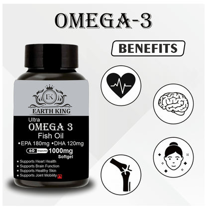 Earth King Ultra Omega 3 Fish Oil Softgel Capsule 1000mg