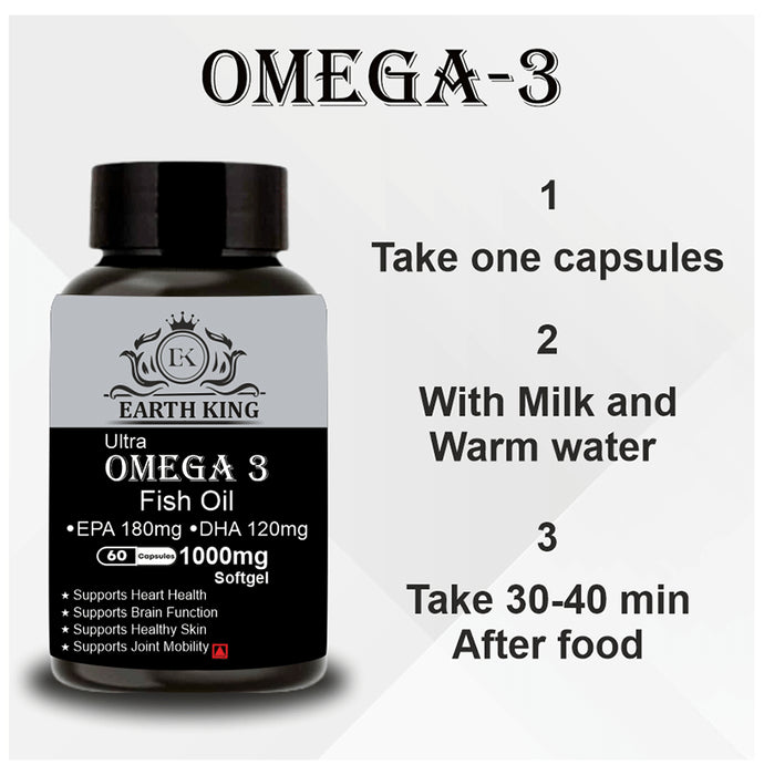 Earth King Ultra Omega 3 Fish Oil Softgel Capsule 1000mg