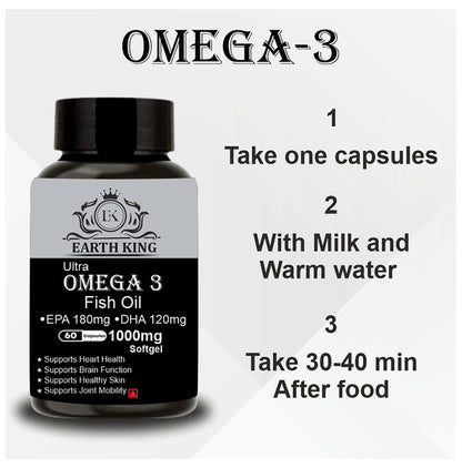 Earth King Ultra Omega 3 Fish Oil Softgel Capsule 1000mg